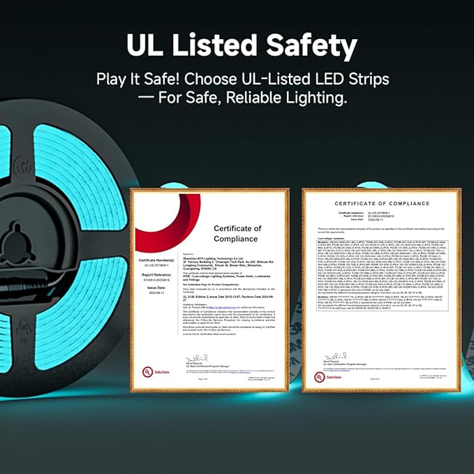 BTF-LIGHTING FCOB IP65 Waterproof Ice Blue Color COB LED Strip 16.4FT DC12V 480LED/m 8mm Width Flexible High Density CRI 90+ Dimmable LED Light for Home Indoor Decor(No Controller or Adapter)