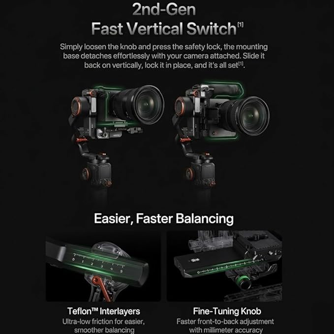 hohem iSteady MT3 Pro Camera Gimbal Stabilizer for Camera Canon/Sony/Nikon/Fujifilm/Lumix/Action Camera/Smartphone, AI Tracking with Detachable Live Feed Remote, 2.5kg Payload,4-in-1 Compatibility