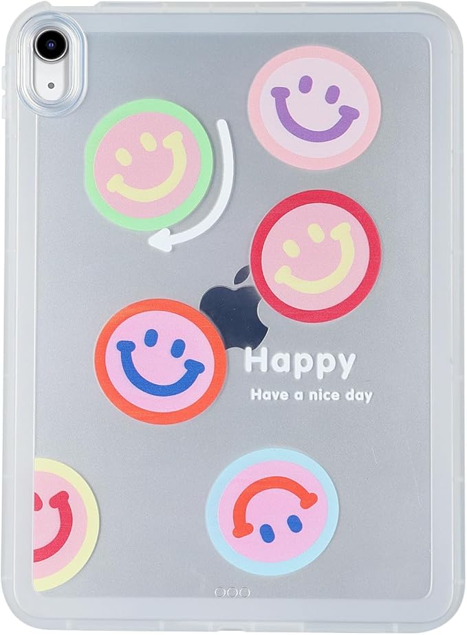 for iPad Pro 12.9 inch Case 6th/5th/4th/3rd Generation (2022/2021/2020/2018) Frosted Translucent Clear Slim Lightweight Cover Soft TPU Back Shockproof Silicone Shell,Smiling Happy Smile Face