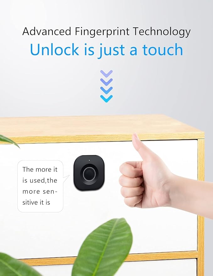 Docooler Smart Biometric Fingerprint Cabinet Lock - Keyless Hidden File Wardrobe Lock for Home Office, Remote Control