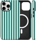 Magnetic for iPhone 13 Pro Case Cute Stripes Phone Case, Shockproof Slim TPU and Hard PC Protective Phone Cover Compatible with MagSafe Designed for Women Girls, Emerald Green