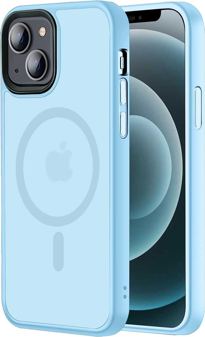 Tigowos for iPhone 15 Plus&iPhone 14 Plus Phone Case Fits MagSafe 10FT Drop Resistant Matte Skin Feeling Back Cover for iPhone 15 Plus&iPhone 14 Plus Case，Light Blue