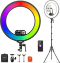 NEEWER RL45C 18" Edge Lit 45W RGB LED Ring Light with Phone Tripod Stand Remote CRI95+ 3100lux/0.5m 2500K–10000K 360° Full Colors App/2.4G Control Compatible with iPhone Selfie Makeup Video Recording