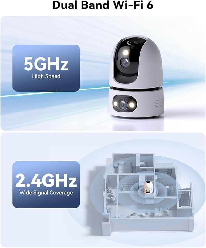 Imou 8MP Security Camera Indoor, Dual-Len 360°Pan-Tilt Baby Monitor Pet Camera for Home Security, 2.4/5GHz WiFi, Work with Alexa & Google Home, Color Night Vision, Human/Pet Detection, No Monthly Fees