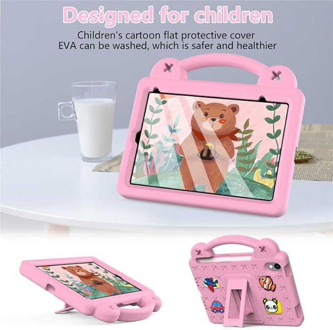 AKABEILA Compatible with Apple iPad mini 6 2021 8.3 inch Tablet Case, Kids Friendly Universal Lightweight Shockproof Protective Case with Shoulder Strap & Stand Handle & Pen Tray Pink