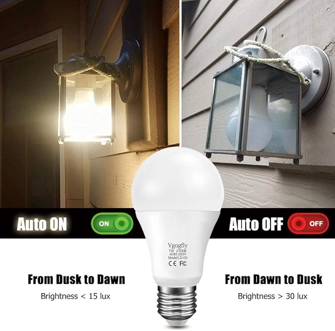 Vgogfly Dusk to Dawn Light Bulb Warm White