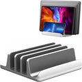 Vertical Laptop Stand [Updated Version], 3 Slot Desktop Stand Holder with Adjustable Dock, 4 in 1 Design Space-Saving Laptop Stand for Desk MacBook/Surface/Samsung/HP/Dell/Chrome Book (Silver)