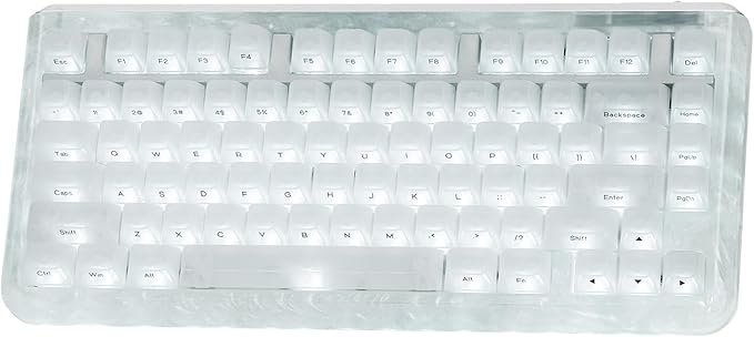 KiiBoom Jade75 75% Resin Molding Mechanical Keyboard, BT5.0/USB-C/2.4GHz Wireless Gaming Keyboard, QMK&VIA Programmable, RGB Backlits, Hot-Swappable, CNC+UV Case for Windows/Mac/Linux (White)