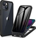 CENHUFO Privacy for iPhone 13 Mini Case, Full Body Phone Case with Built-in 9H Tempered Glass Privacy Screen Protector, Anti Peep Anti Spy Shockproof Protective Bumper Clear Cover - Black