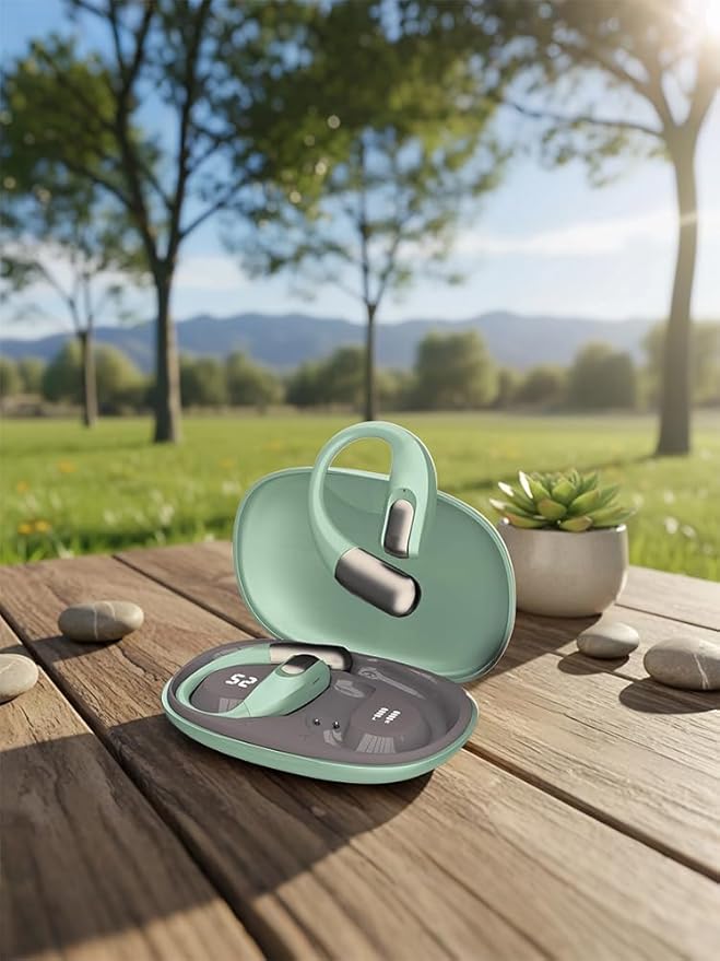 Wireless Earbuds Bluetooth Headphones,Lightweight Earbuds with Ear Hooks,Bluetooth5.4 Wireless Earphones,48H Playtime, IPX4 Waterproof Running Headphones for Gym Green