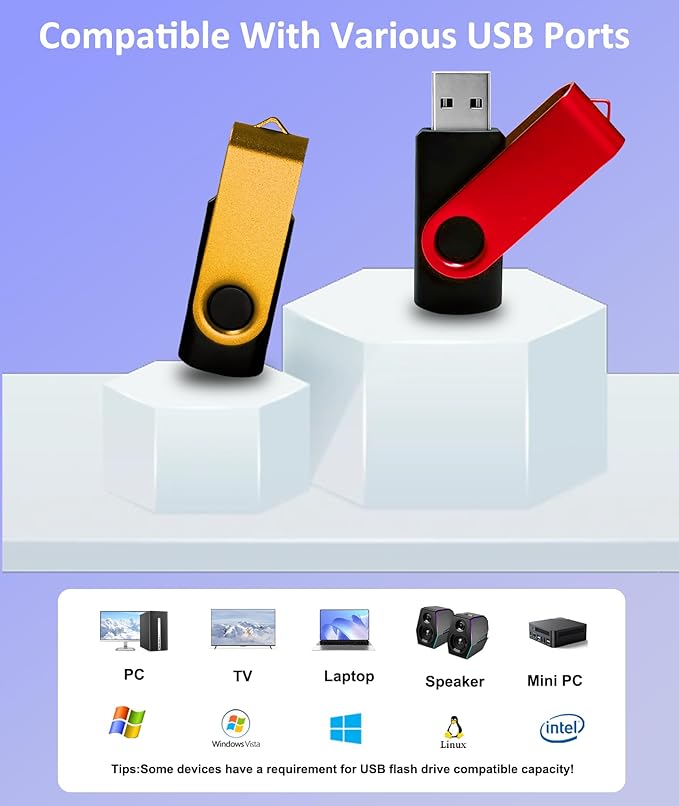 4GB USB Flash Drive 20 Pack, Nicepicten USB 2.0 Thumb Drives Zip Drive USB 4GB Memory Stick Swivel Pendrive Jump Drives Multipack with 20PCS Lanyard for Events Office (Colorful 20Pack 4 GB)