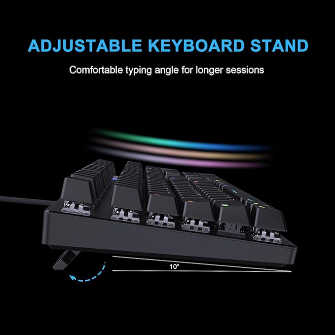 FOXXRAY HKM-88 Full-Size Mechanical Gaming Keyboard, Customizable Keys with Macro Support, RGB Backlit, Standard Clicky Blue Switches, USB Plug and Play for PC