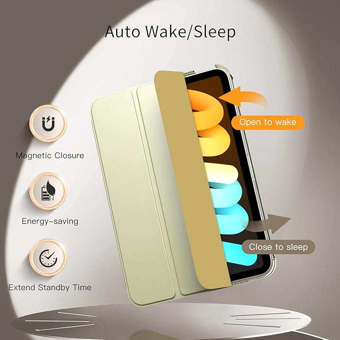 MoKo for iPad mini 7 (A17 Pro) Generation Case 2024, iPad mini 6 Case 2021, 8.3-inch Slim Lightweight Protective Hard Back PC Shell Stand Cover Support Touch ID, Auto Wake/Sleep, Champagne Gold