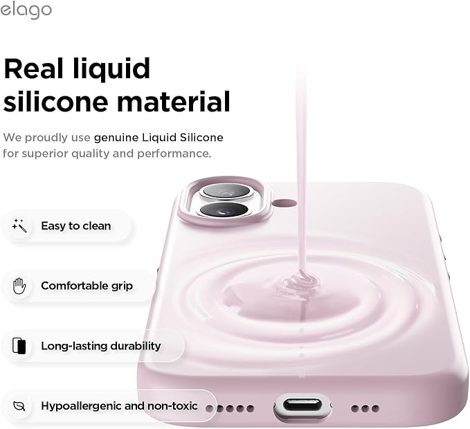 elago for iPhone 17 Case, Premium Magnetic Silicone Case, Compatible with MagSafe, Liquid Silicone Material, Protective Cover, Shockproof, Slim Phone, 6.3 inch (Light Lilac)