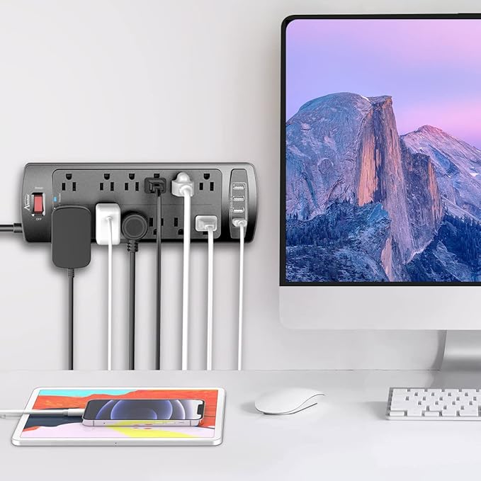 Power Strip, ALESTOR Surge Protector with 12 Outlets and 4 USB Ports(1 USB C Port), 15 Feet Extension Cord (1875W/15A), 2700 Joules, ETL Listed, Black