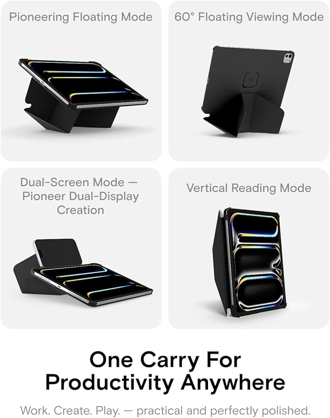 MOFT Dynamic Folio Case for iPad Pro 13"(M5 2025 / M4 2024) - [Reinforced Corner Protection] Stable Slim Magnetic Stand with 20+ Viewing Angles, Premium MOVAS Leather, Jet Black