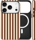 Magnetic for iPhone 17 Pro Max Case Cute Stripes Phone Case, Shockproof Slim TPU and Hard PC Protective Phone Cover Compatible with MagSafe Designed for Women Girls, Brown