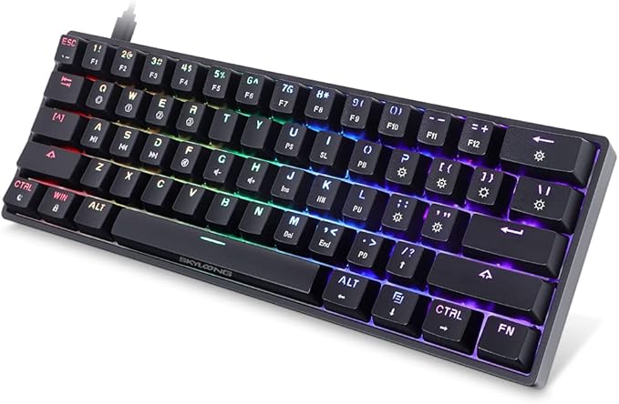 SKYLOONG GK61 SK61 60% Mechanical Keyboard 61 Keys Portable Small Full Keys Programmable Gaming Keyboard Red Switch Hot Swappable RGB Mechanical Keyboard for PC Mac Laptop