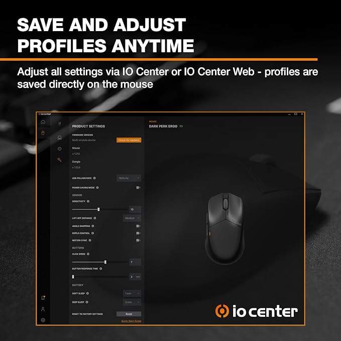 be quiet! Dark Perk Sym PC Gaming Mouse, 55g Lightweight, Ultra-Long Wireless Battery Life, 8,000Hz Polling Rate, PixArt PAW3950 Sensor, 32,000 DPI, Optical 70m switches, 100% PTFE Glide Skates
