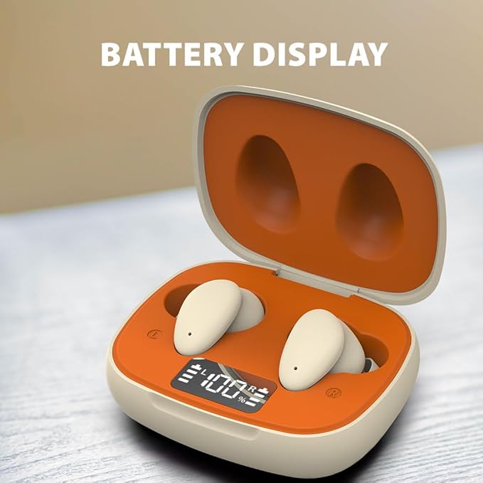 Avantalk Clan N1 - Active Noise-Canceling Wireless Earbuds for Music & Calls While Commuting with Hybrid ANC, Transparency Mode, Cute Bluetooth Headphones with Built-in Controls, Orange & Beige
