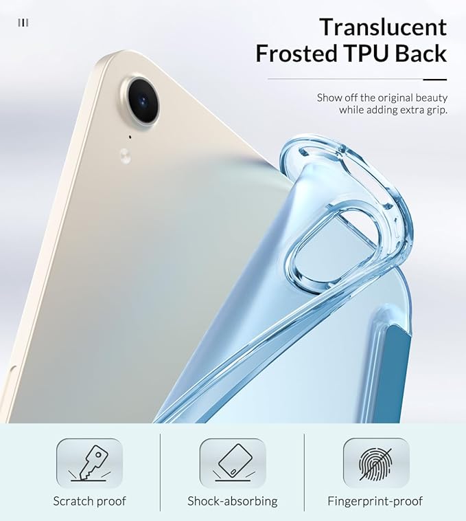 MoKo Case Fit New iPad mini 7 (A17 Pro) 2024, iPad mini 6th Generation Case 2021 (8.3-inch), iPad mini 6 Case, Soft TPU Translucent Frosted Back Cover Case for iPad mini 7th, KBW Peacock Blue