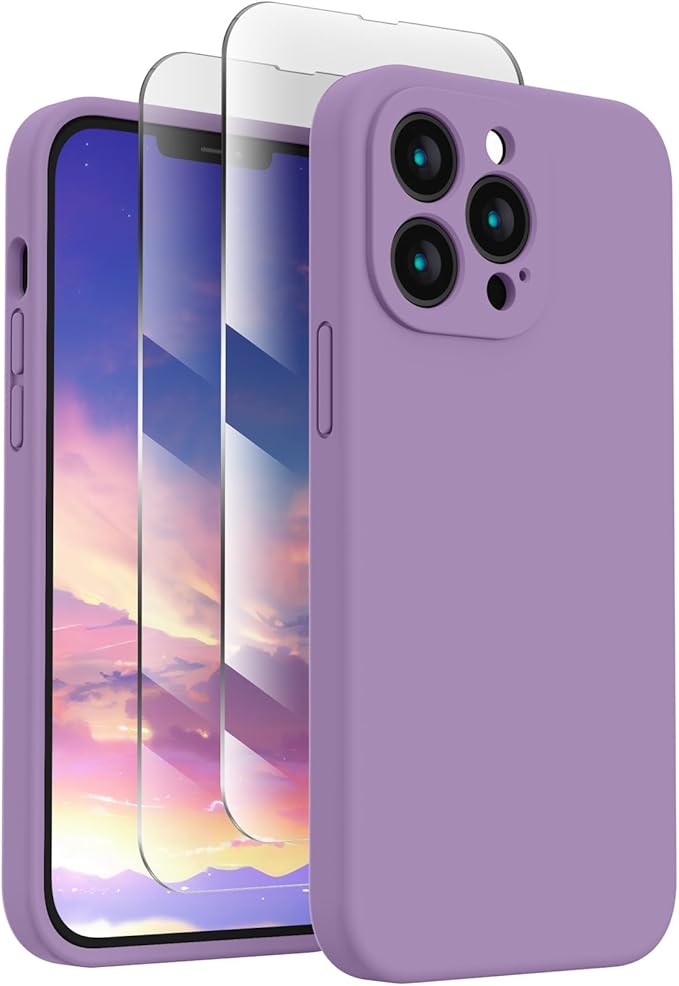 FireNova Designed for iPhone 13 Pro Case, Silicone Upgraded [Camera Protection] Phone Case, Soft Anti-Scratch Microfiber Lining Inside, 6.1 inch, Light Purple