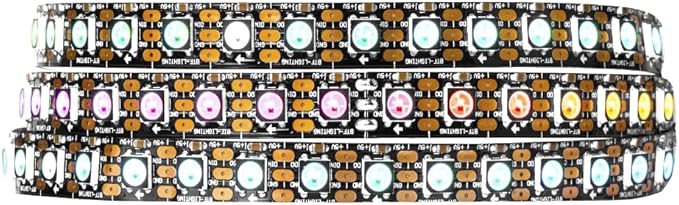 BTF-LIGHTING WS2812B IC RGB LED Strip,UL Listed,Pure Gold Wires,DC5V 3.28FT 100LED 5050SMD,Individually Addressable,Flexible for DIY Chasing Full Color Project,3M Tape,IP30(No Adapter or Controller)