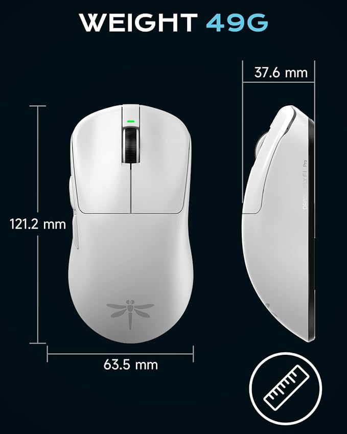 VGN Dragonfly F1 Pro Wireless Gaming Mouse, 49g Ultra-Lightweight, PAW3395 26K DPI Sensor, 4KHz Polling Rate Supported, Professional Esports Speed, White