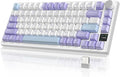 Attack Shark ajazz AK820 Pro Wireless Mechanical Gaming Keyboard Hot Swappable TFT Display & Knob RGB Backlit BT 5.1/2.4Ghz /Type-C Wired Gasket-Mounted Custom Keyboard for PC/Win(Purple/Fish Switch)