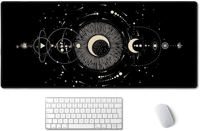 SSOIU Moon Phases Large Mouse Pad, Full Desk XXL Extended Gaming Mouse Pad 35.5" X 15.7", Waterproof Desk Mat Stitched Edges, Non-Slip Laptop Computer Keyboard Mousepad for Office and Home
