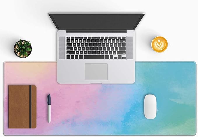 Large Gaming Mouse Pad with Stitched Edges, Watercolor Batik Desk Mat Extended Keyboard Pad, Non-Slip Rubber Base Desk Pad for Keyboard and Mouse, 31.5X11.8 inch