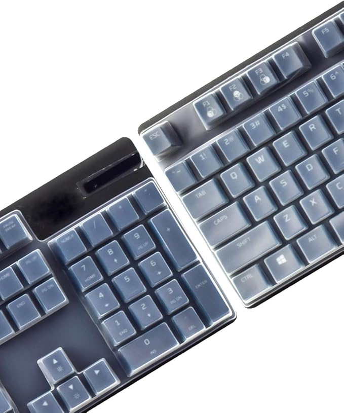 Silicone Keyboard Skin Cover Compatible for Razer Huntsman V2 Optical Gaming Keyboard & Razer BlackWidow V3 Mechanical Gaming Keyboard & Corsair Wired K60 RGB Pro Mechanical Gaming Keyboard - Clear