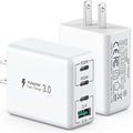 [2 Pack] 40W USB C Charger, 4-Port USB C Charger Block Fast Charging Block PD+QC Wall Plug Type C Charging Plug Compatible with iPhone 11/12/13/14/15/Pro Max/Smartphones/Tablet and Other USB Devices