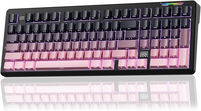 LINGBAO K98 - 96% Wireless Mechanical Keyboard, Tri-Mode BT5.0/2.4GHz/USB-C, Creamy Keyboard with Number Pad, Gasket Hot Swappable Linear Switches RGB Backlit Gaming Keyboards for Win/Mac/PC, (Pink)