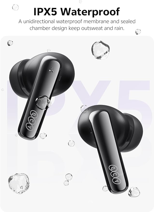 QCY MeloBuds N70 Aadptive Hybrid Active Noise Cancelling Wireless Earbuds, Bluetooth 6.0 with 6 Mics Clear Call, LDAC Hi-Res Audio, 50H Playtime, Wireless Charging, IPX5 Waterproof