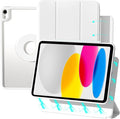 ZENLU iPad 10th 11th Generation Magnetic Case with Removable Folio Cover, Semi-Silicone Leather, Vertical Stand, Clear Back, Smart Sleep/Wake, Full Protective Case for iPad 10 & 11(A16) (White)