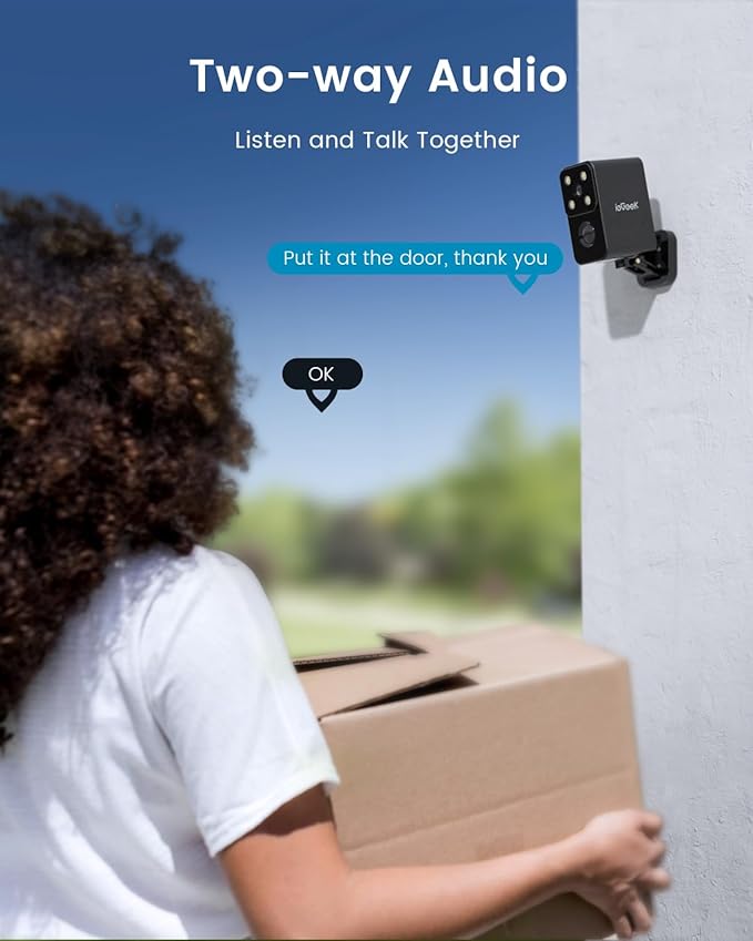 ieGeek Outdoor Camera Wireless Home Security Cameras Pan Rotating 180°, 2K Battery Powered WiFi Security Camera with AI Motion Detection, Color Night Vision, 2-Way Talk,IP66 Waterproof,No Monthly Fee