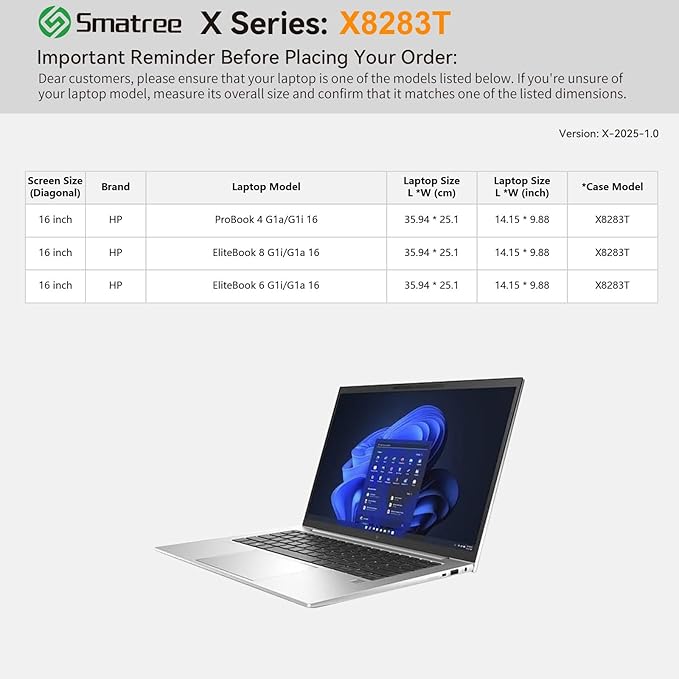 Smatree Hard EVA Protective Sleeve Case Compatible for 16 inch HP ProBook 4 G1a/G1i, for 16 inch HP EliteBook 6/8 G1i/G1a, Waterproof and Anti-Shock Laptop Case Sleeve (X8283T)