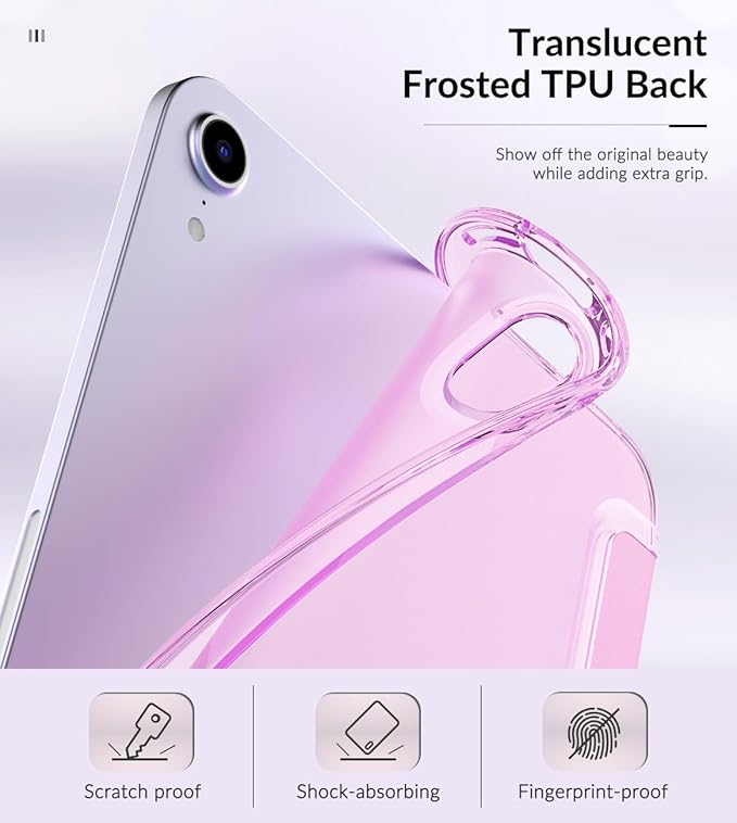 MoKo Case Fit New iPad mini 7 (A17 Pro) 2024, iPad mini 6th Generation Case 2021 (8.3-inch), iPad mini 6 Case, Soft TPU Translucent Frosted Back Cover Case for iPad mini 7th, Nosegay Pink