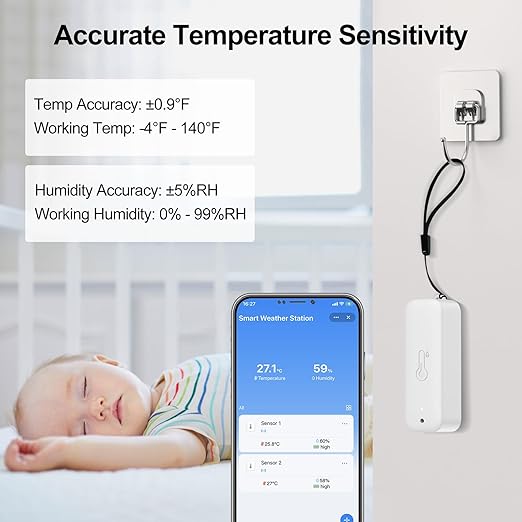 eMylo WiFi Thermometer Hygrometer, IP65 Indoor Outdoor Wireless Smart Temperature Humidity Monitor
