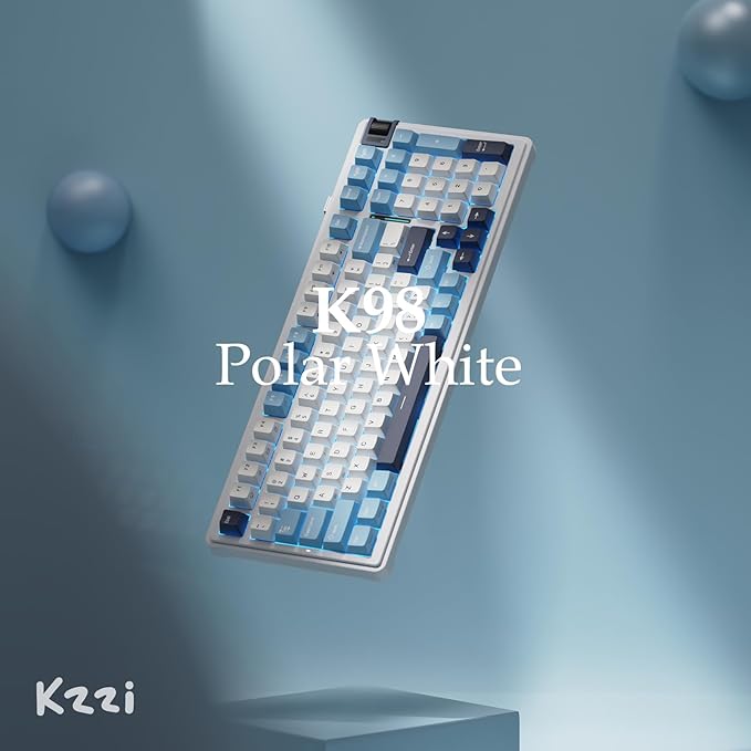 KZZI K98 Wireless Mechanical Keyboard with Number Pad & Volume Knob, Triple Mode BT/2.4G/USB-C Gaming Keyboard, Gasket Mount, PBT Keycaps, Hot Swappable, Creamy Sounding