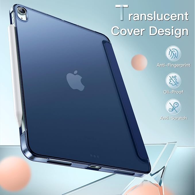 JETech Case for iPad Air 11-Inch M4/M3/M2 (2026/2025/2024), iPad Air 5 (2022 5th Generation 10.9-Inch), Slim Stand Hard Back Shell Cover with Auto Wake/Sleep (Navy)