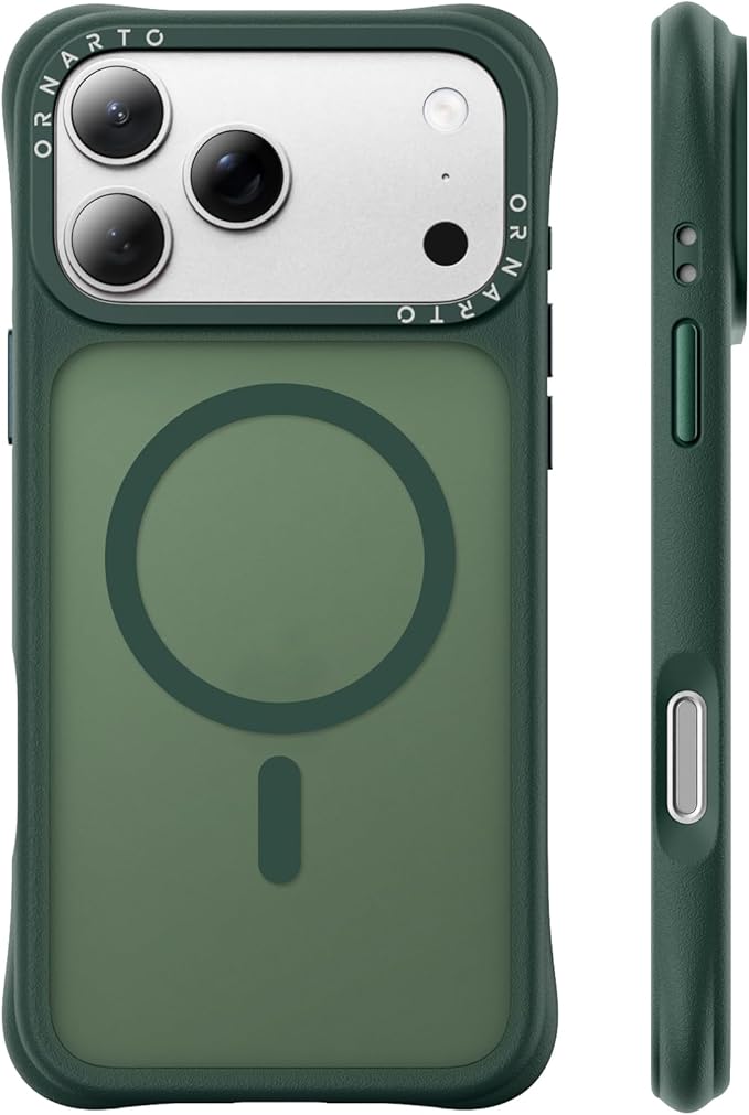 ORNARTO Magnetic for iPhone 17 Pro Max Case, 20FT Military-Grade Drop Protection, Compatible with MagSafe, Slim Shockproof Translucent Matte Phone Case for iPhone 17 Pro Max 6.9", Olive Green