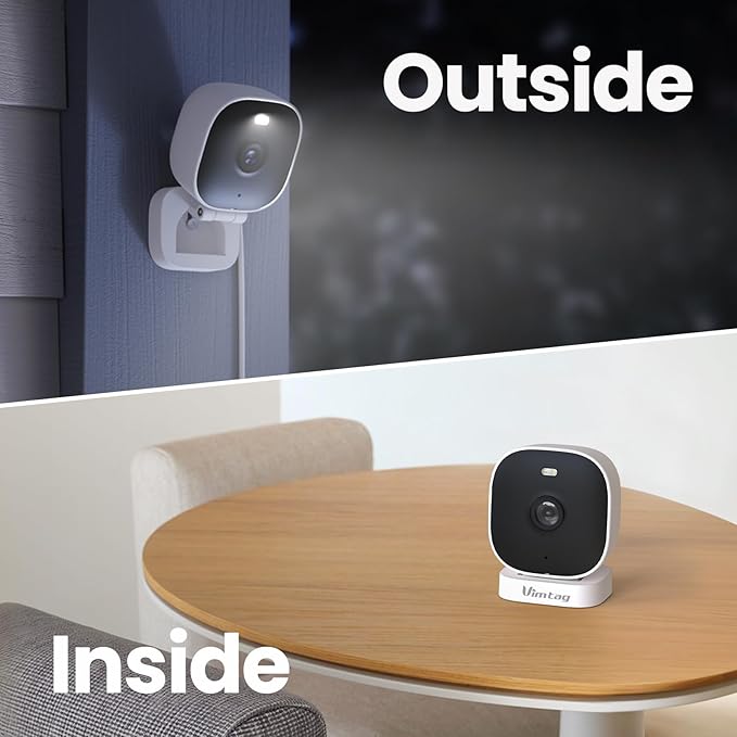 VIMTAG 2.5K Cameras for Home Security Outdoor/Indoor, Color Night Vision Security Camera for Baby/Pet/Dog/Nanny, Light/Siren, Motion Detection, 2-Way Audio, Work with Alexa, Cloud/Card Storage, 2Pcs