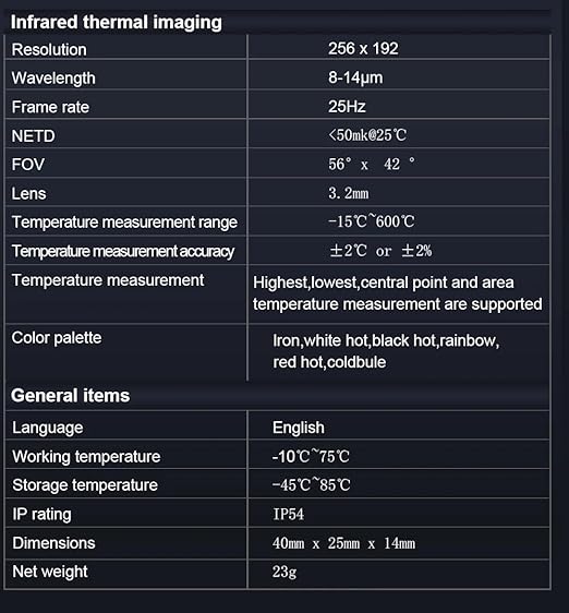 TOOLTOP T7 - Thermal Imaging Camera for Android Smartphones USB-C Portable Mini Thermal Imaging Camera 256 * 192 25Hz Type-C Thermal Imager Used with Mobile APP (T7 - with Micro Lens)
