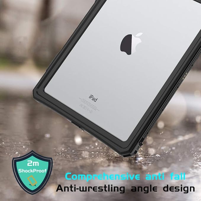10.2 Waterproof Case Compatible with iPad 9th 8th 7th Generation 2021/2020/2019, Built-in Screen Protector with Strap Stand Pencil Holder, Full Body Heavy Duty Protective Shockproof