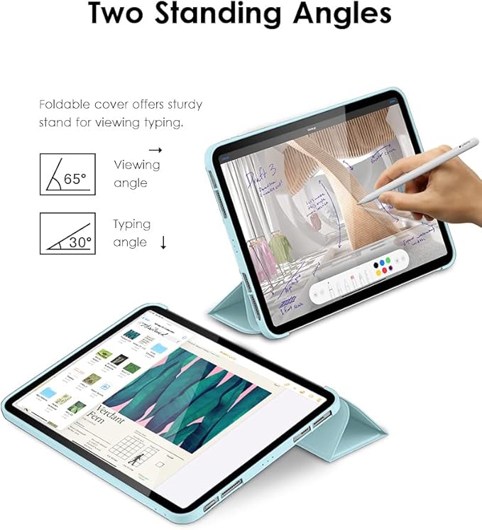 DTTO for iPad Pro 11 Inch 4th/3rd/2nd/1st Generation 2022/2021/2020/2018 Case, Also Fit iPad Air 11-Inch/5th/4th Gen, Slim Lightweight Trifold Stand Soft Back Cover，Auto Sleep/Wake,Ice Blue