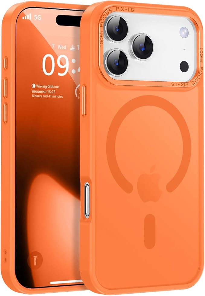 Newfuture Magnetic for iPhone 17 Pro Max Case [Compatible with Magsafe] [Military Grade Drop Protection] Translucent Matte Anti-Scratch Shockproof Protective Phone Cover 6.9 Inch, Orange