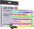 BTF-LIGHTING WS2811 Smart IC RGB FCOB COB LED Strip, UL Listed 630LEDs/m High Density Color Chasing Uniform Light, DC24V 24FT 10mm Width Tape Light for Home Party DIY Decor(No Adapter or Controller)