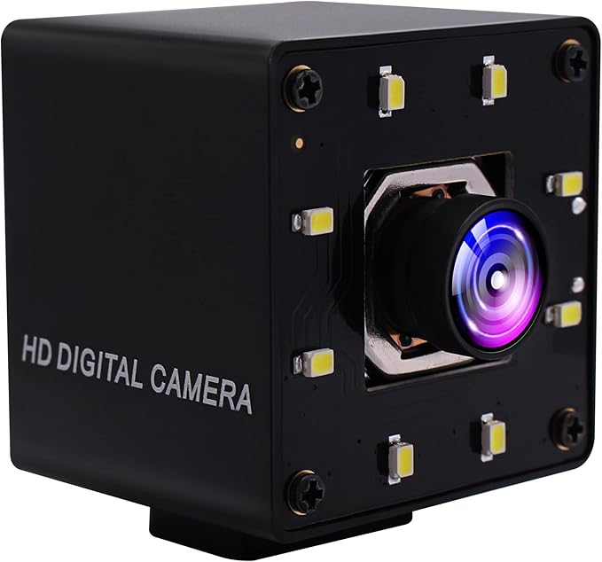 USB Camera 4K Autofocus Webcam High Resolution UHD 2160P Camera with 8pcs White LEDs,100°No Distortion Lens Webcamera with IMX415 Sensor,30fps Plug and Play Web Cam for Video Conference